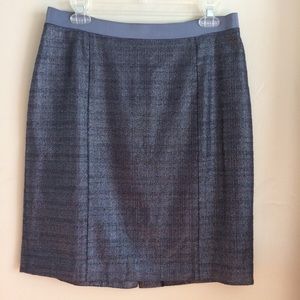 LOFT Skirt Blue Silver Sheen Wax Coated Career Professional Pencil Size 8
